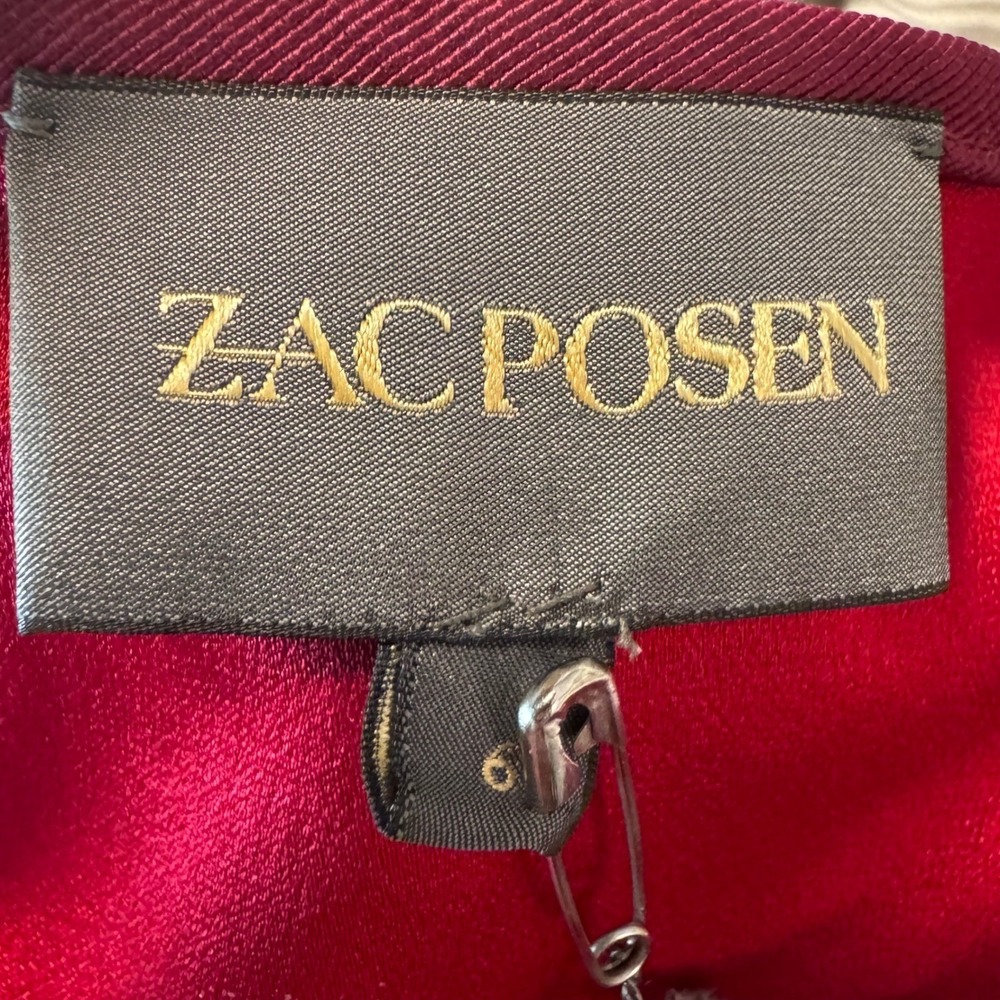 Zac Posen Atelier Silk Faille Fold Peplum Cocktail Dress Burgundy Red US 6 - Picture 8 of 12